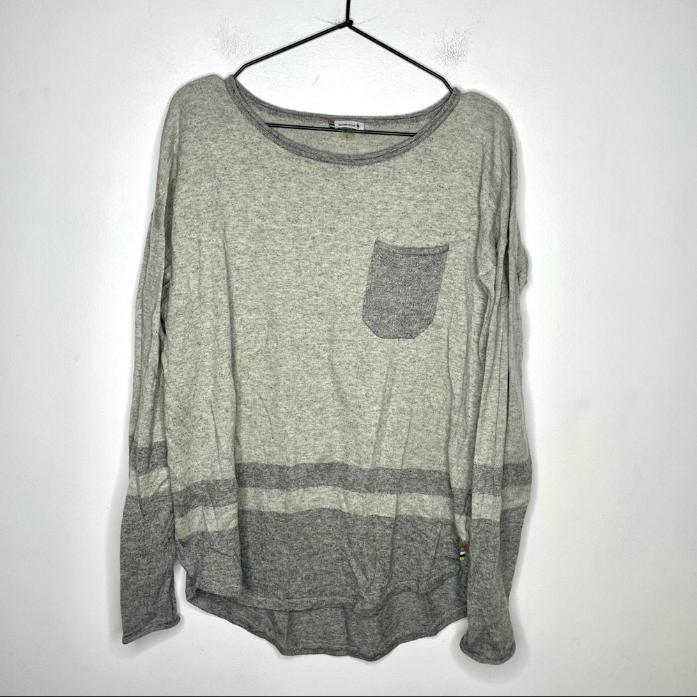 Smartwool 2 Tone Grey Merino Wool Blend Curve Hem Sweater Womens L